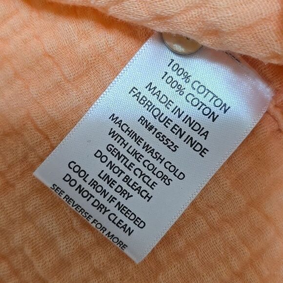 Lola Rivers Gauze Short Sleeve Burton Down Shirt Orange Size Small - Picture 7 of 8